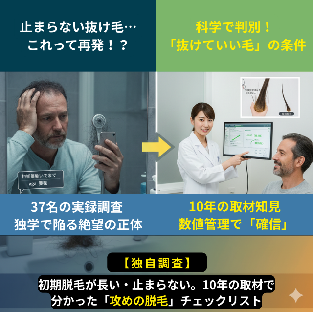 初期脱毛が長い・止まらない。これって再発?10年の取材で分かった「攻めの脱毛」と「終わりの予兆」